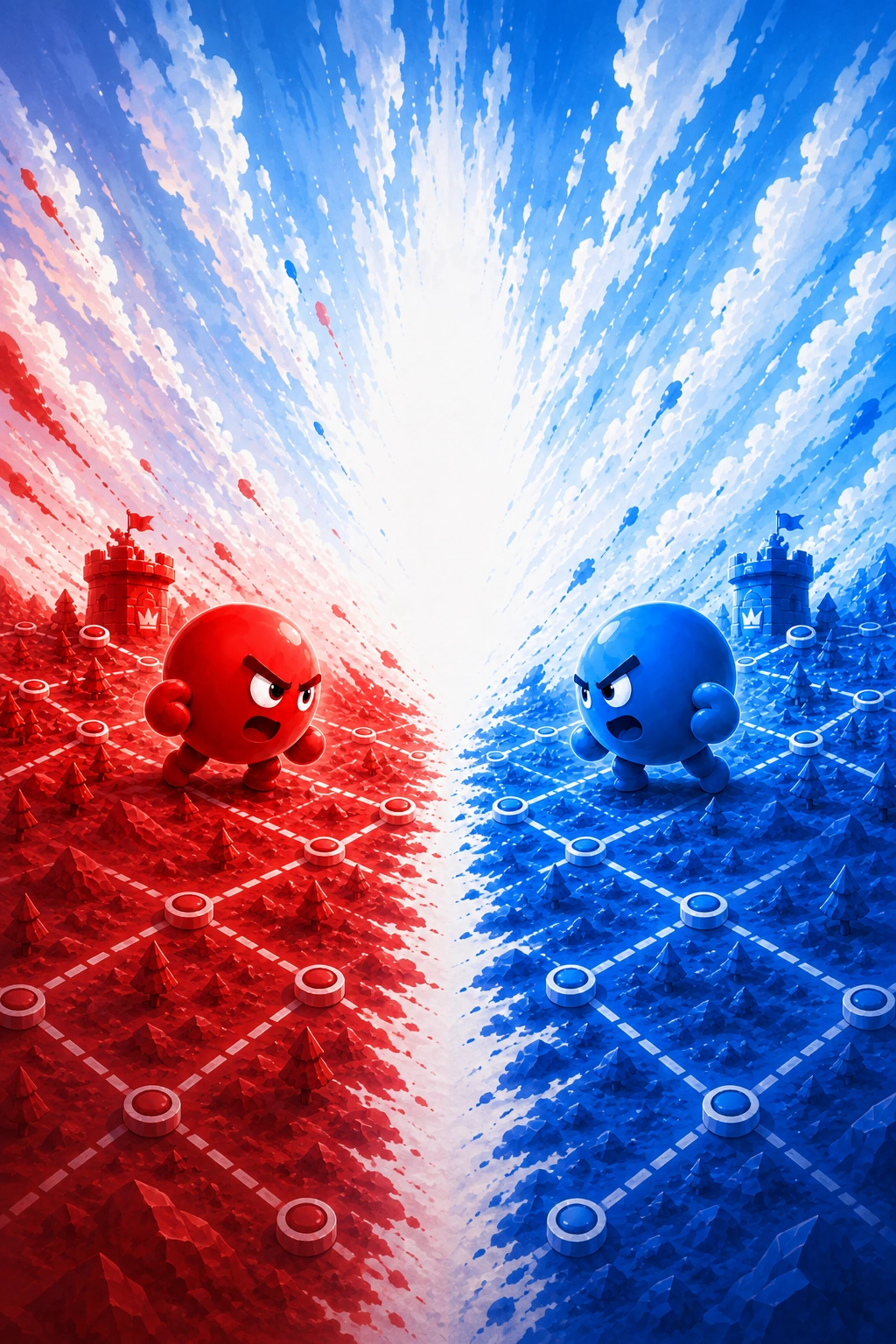 Red and Blue territory and fighters