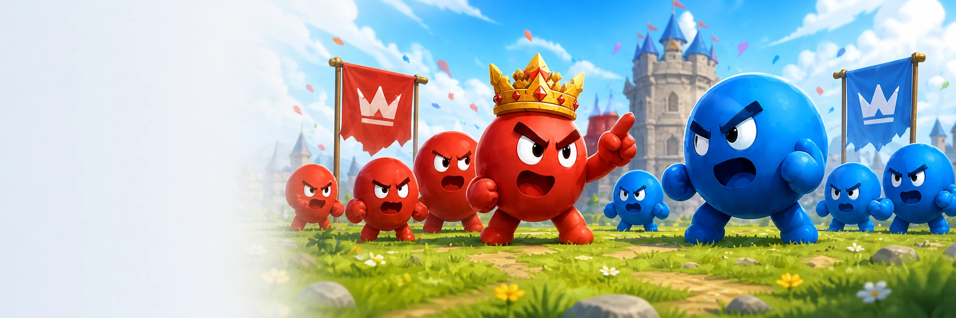 Red and Blue guild members rallying
